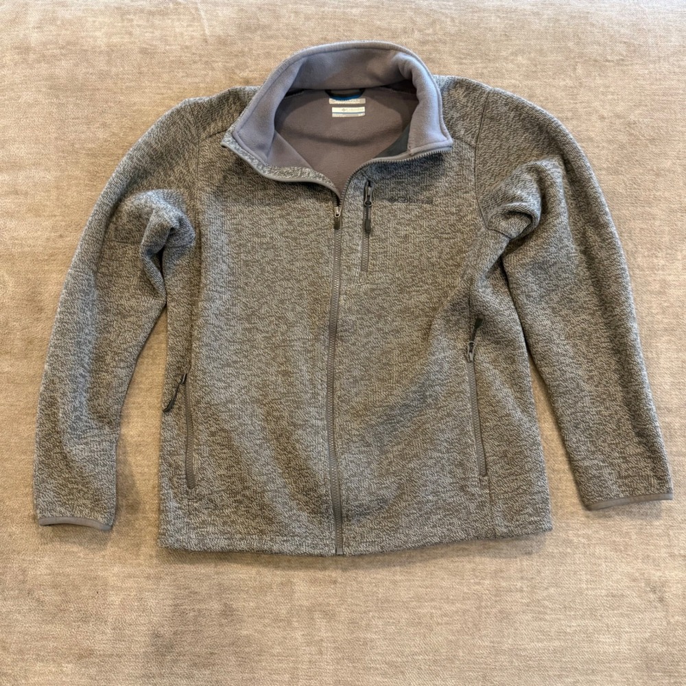 Columbia Zip Fleece Jacket Men's Small S Grey Omni-Wick‎ Advanced Evaporation